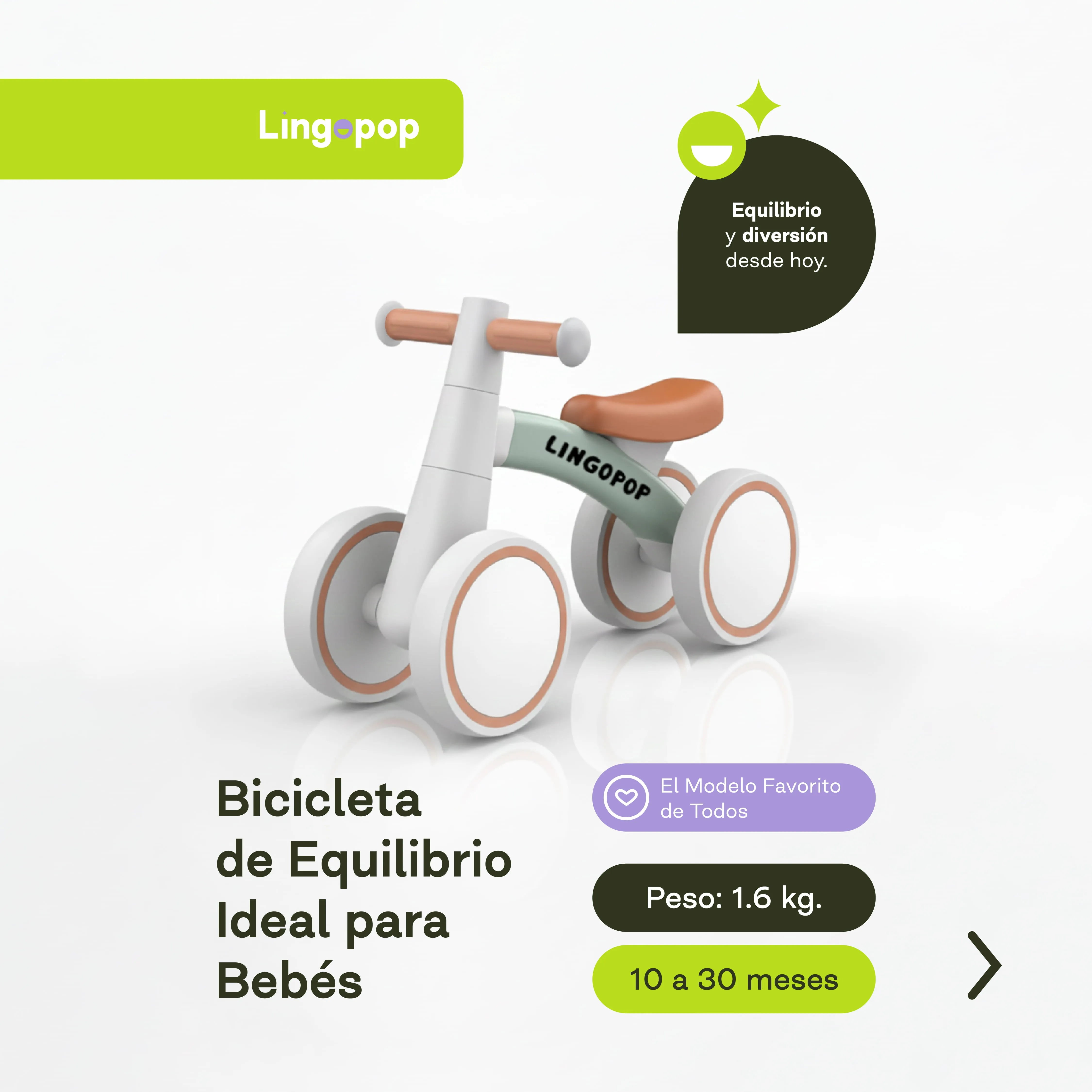 Bicicleta de equilibrio para bebes de 10 a 30 meses (Azul)