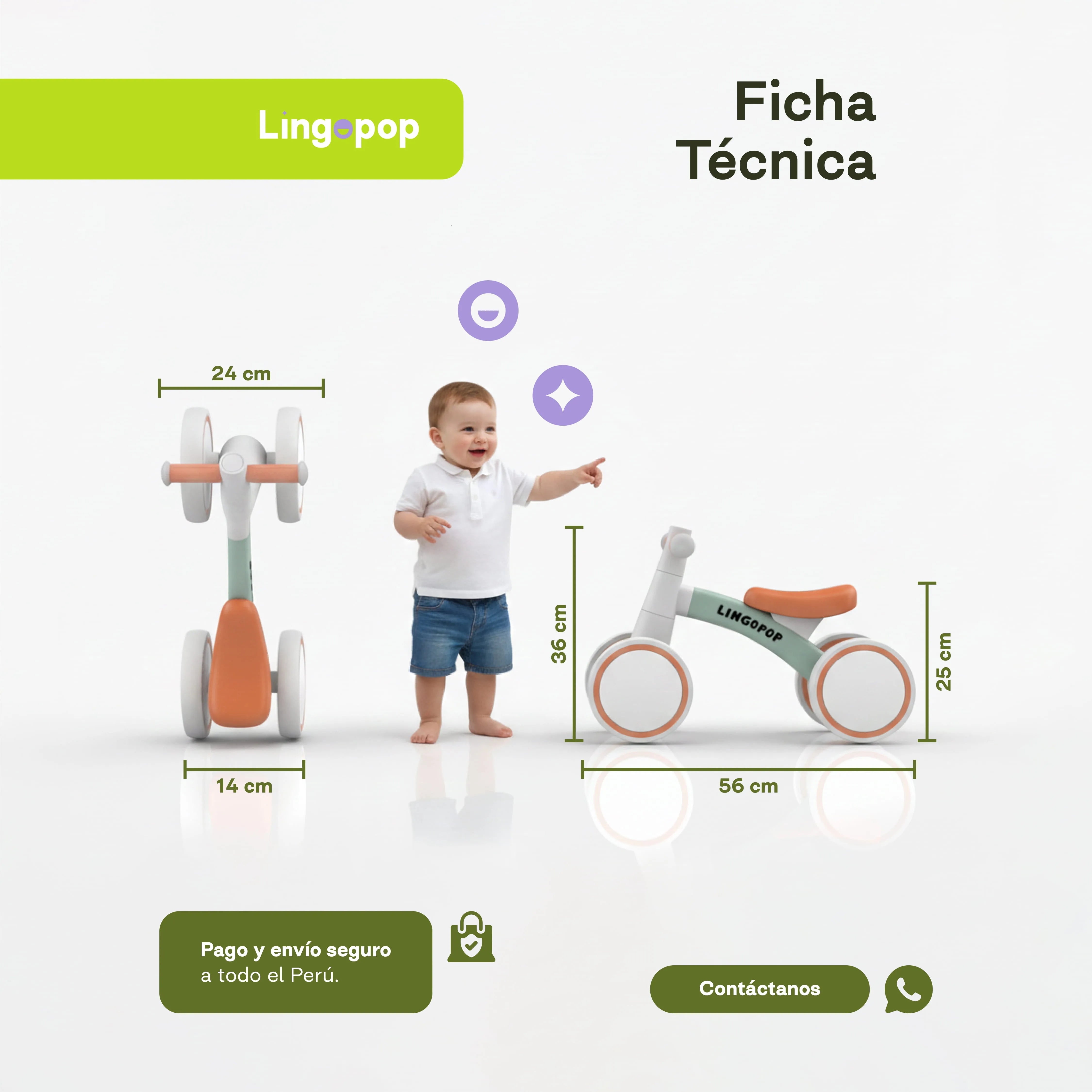 Bicicleta de equilibrio para bebes de 10 a 30 meses (Azul)