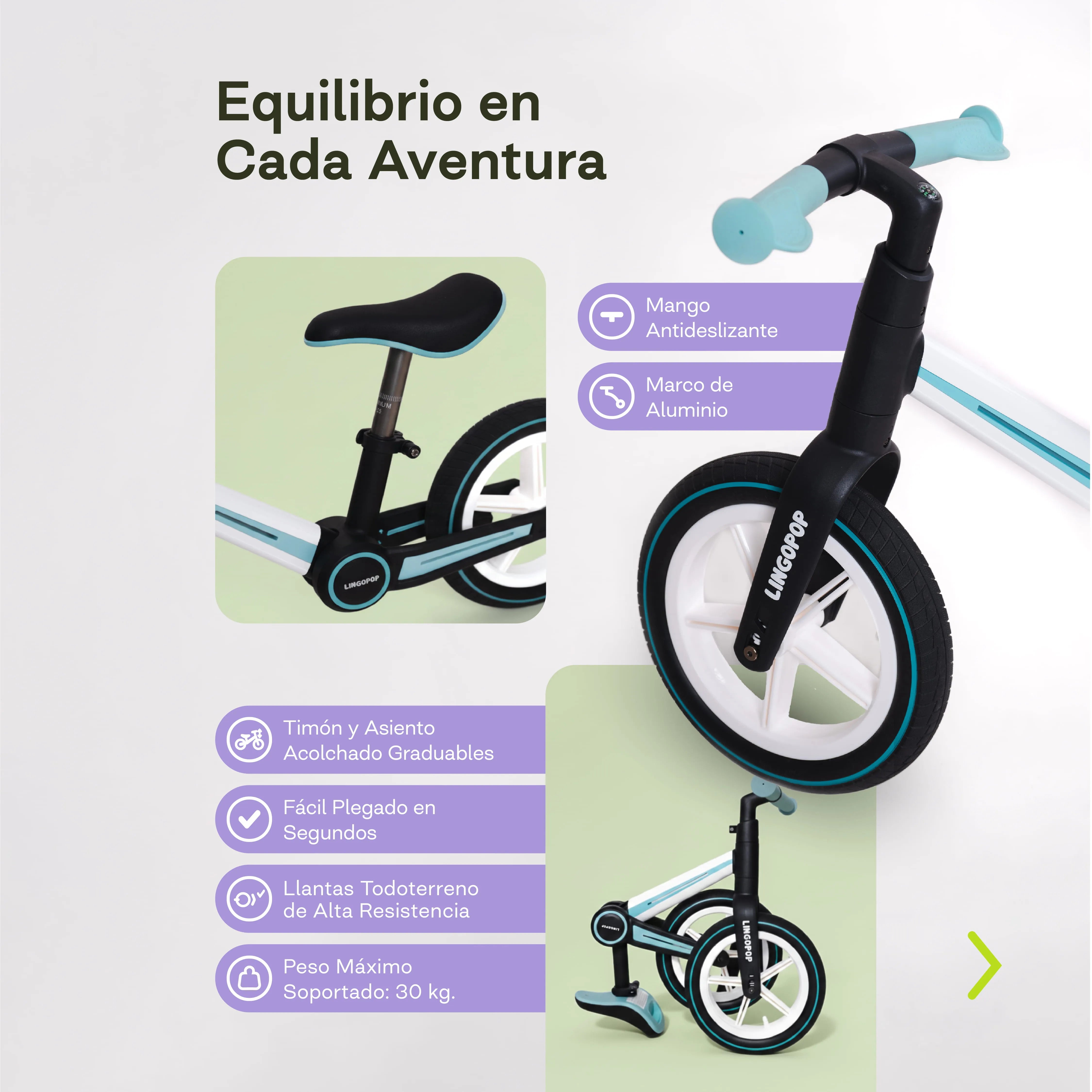 Bicicleta de equilibrio plegable para niños de 2 a 5 años
